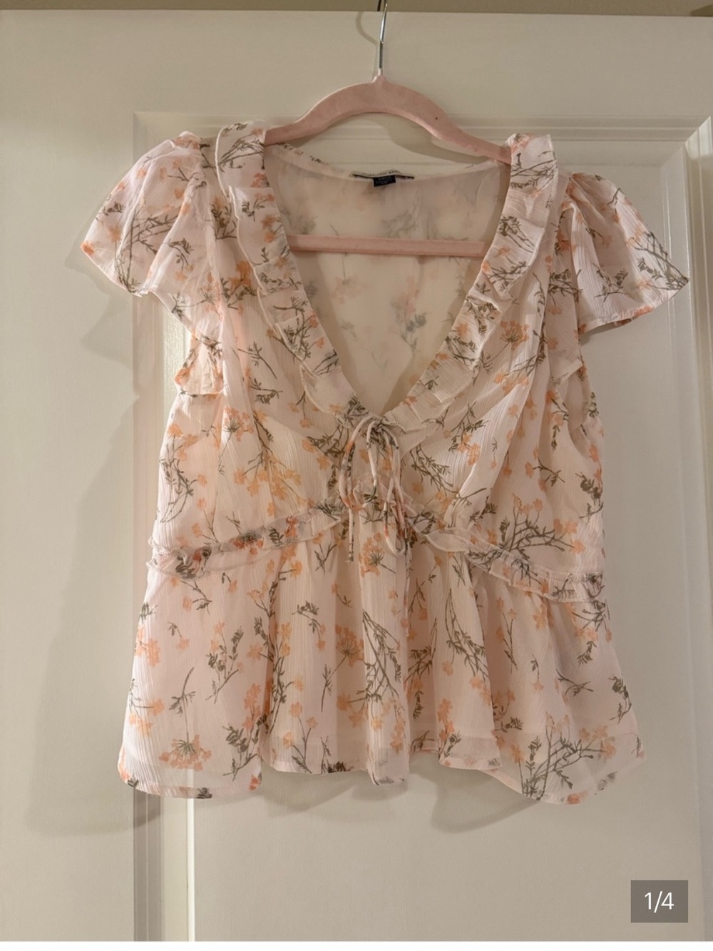 AE V-neck Chiffon Babydoll Blouse